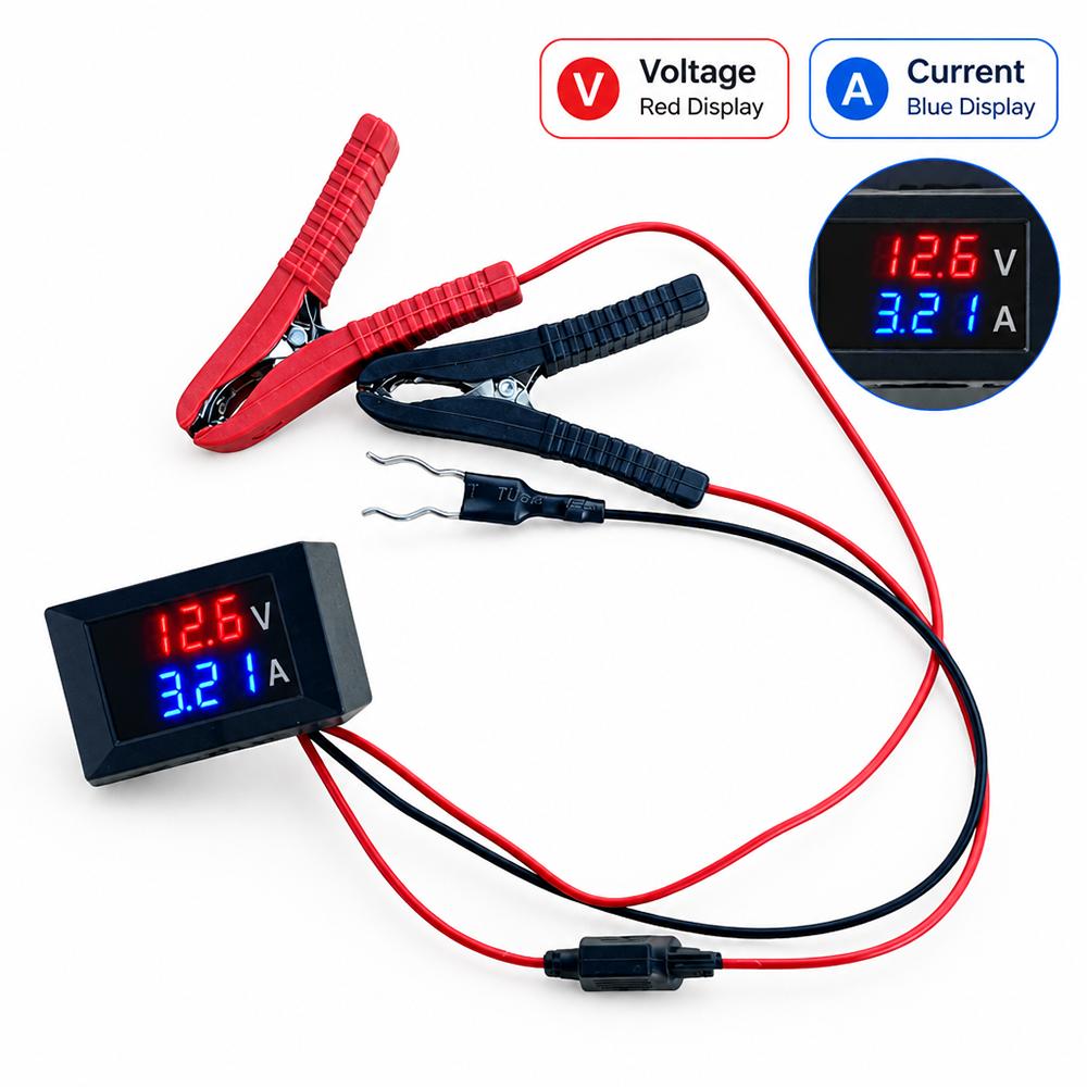 Parasitic Drain Tester No Disconnect,12V/24V Car Battery Leakage Detector with Dual Display Voltage Current 10A Fuse