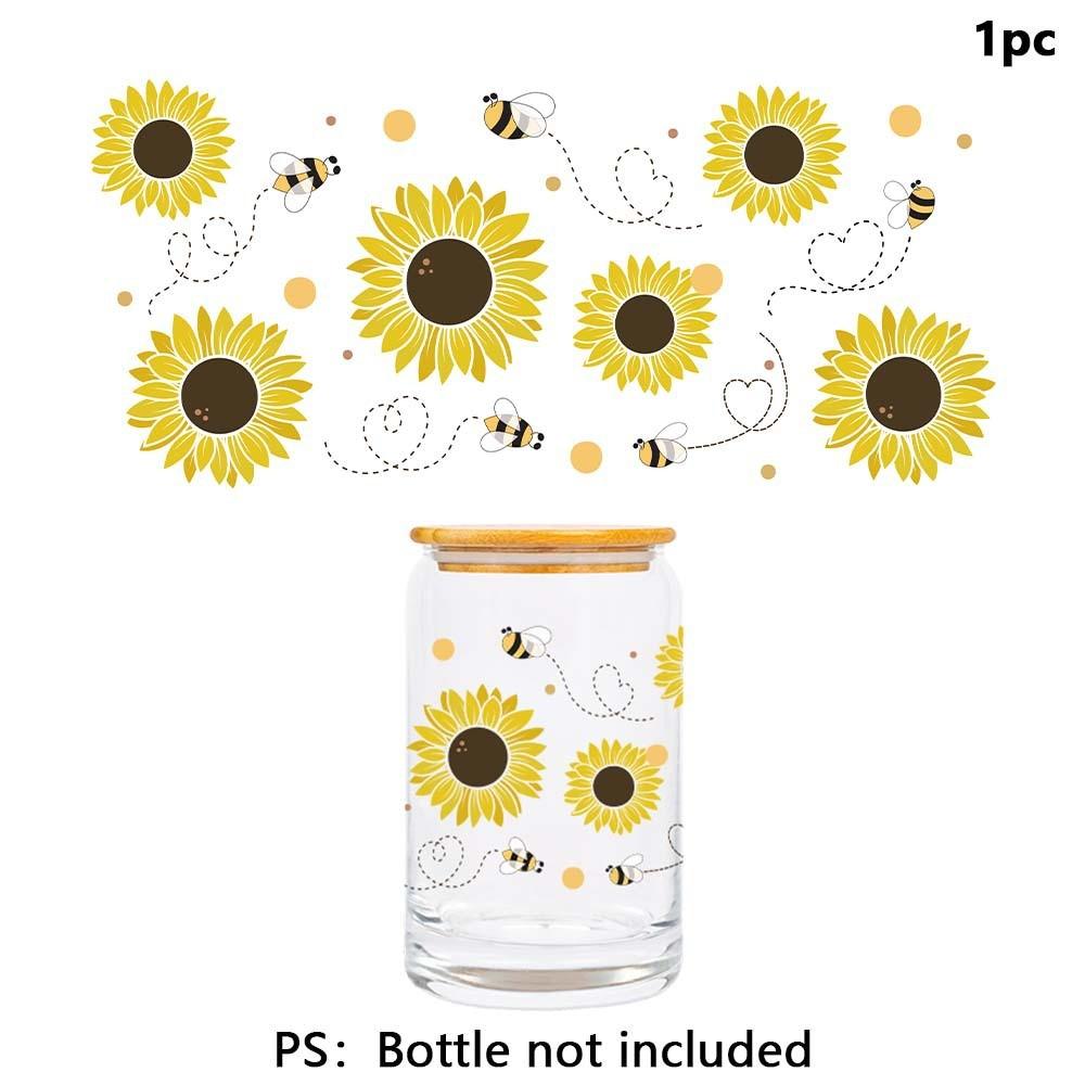 Glas Wasserbecher mit frischen Blumenpflanzen-Serie Kristall Transferaufkleber zur Heimdekoration