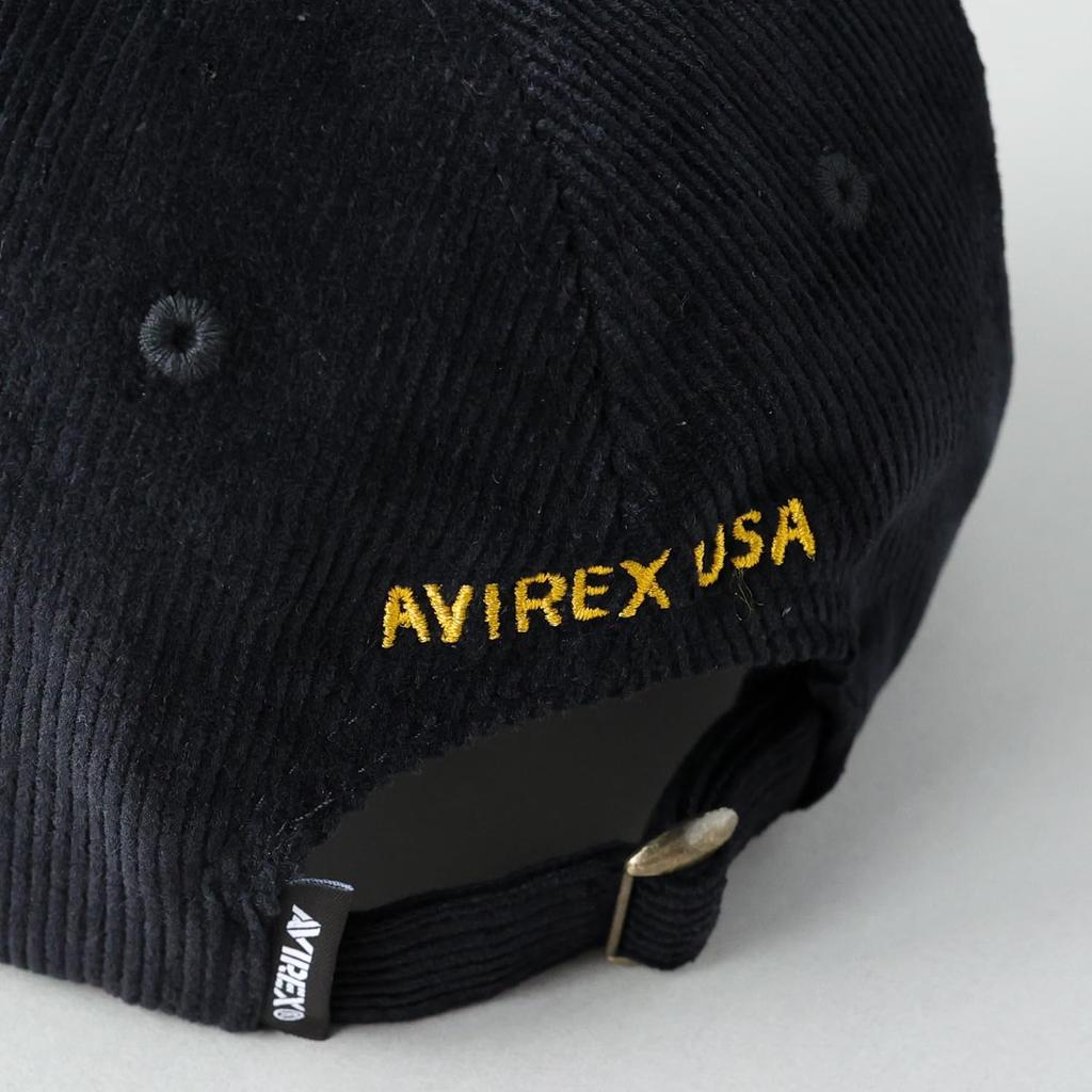 AVIREX Corduroy Military Low Military Baseball Black Cap, Cap, Men's, Fall/Winter, AIRFORCES,
