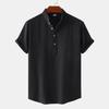 Summer 2024 Bestseller: Men's Solid Color Cotton Linen Stand Collar Short Sleeve Shirt - European & American Style