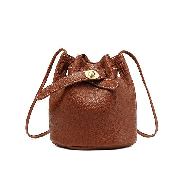 2024 Versatile Simple Bucket Bag: Large-Capacity Lychee Grain Crossbody & Shoulder Bag