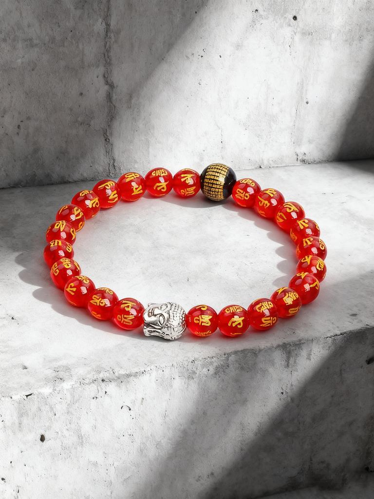 Colorful Crystal Six Syllable Mantra Beads Bracelet Natural Stone Prajna Paramita Heart Sutra Retro Buddha Head Energy Jewelry
