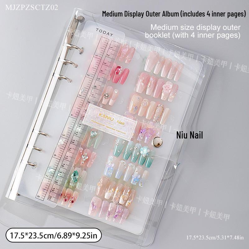 

Альбом для зберігання нейл-арту: Велика місткість, листи для наклейок для нігтів на клейкій основі, прозорий дисплей для салонного використання