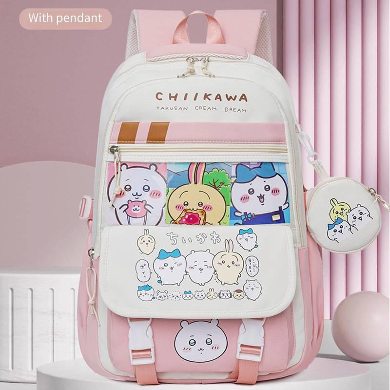 Large Capacity Chiikawa Nylon Backpack With Pendant Unisex Student Leisure Gifts