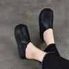 Johnature Genuine Leather Height-increasing Sandals Versatile Thick Soled Round Toe Women's Outdoor Slippers