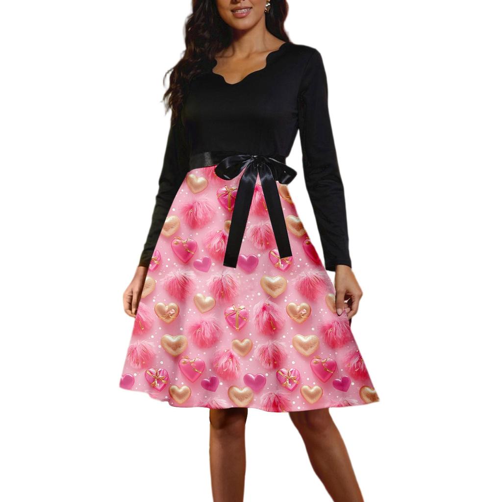 Women's Casual Fashion Long Sleeve  Graphic Printed Vintage Long Dresses