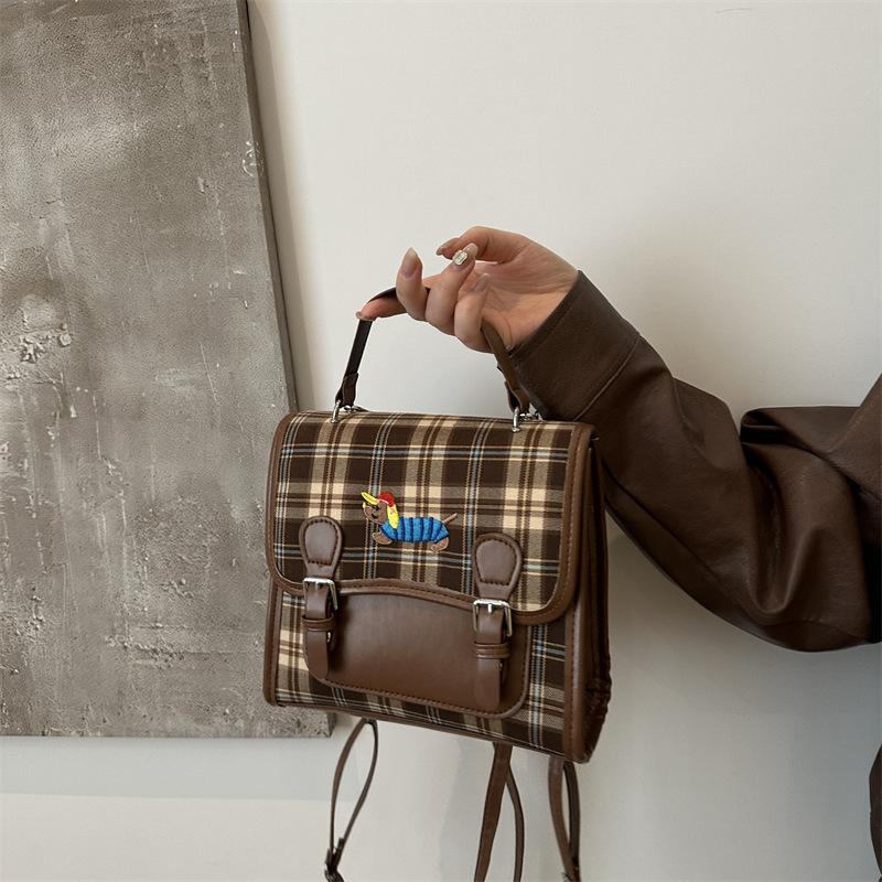 New Style Women's Bag Crossbody Women's Bag Embroidery Retro Backpack Niche Cute Cartoon Shoulder Bag Female