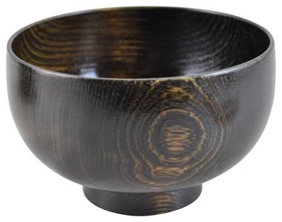 Yamanaka Lackwaren Kashoan Holz-Suppenschale mit Deckel und Stoffbeutel, Schwarz poliert, SO-351