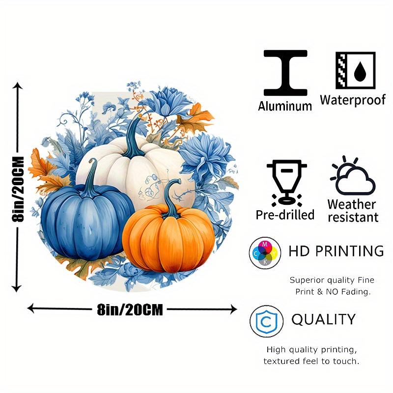 Один алюминиевый знак в виде осеннего тыквенного венка размером 8x8 дюймов — фото 6