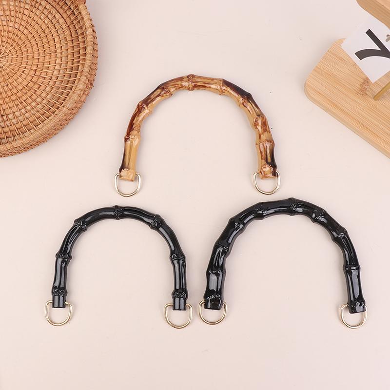 2Pcs 10.5/12Cm Plastic Bag Handle Handbags Replace Faux Bamboo Handles Woven-Bag Purse Frame Kiss Clasp Diy Bags Accessories