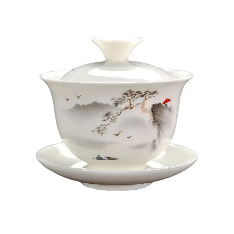 Chinese Handmade Sancai Gaiwan Ceramic Tea Tureen with Lid Bowl Saucer Teacups Teaware Home Decor Kung Fu Porcelanas Tea Cup