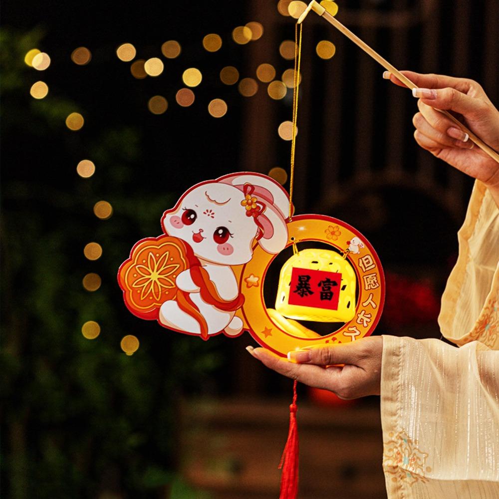 2pcs Chinese Style Middle Autumn Festival Lantern Cartoon Rabbit Lantern  Festival Decoration