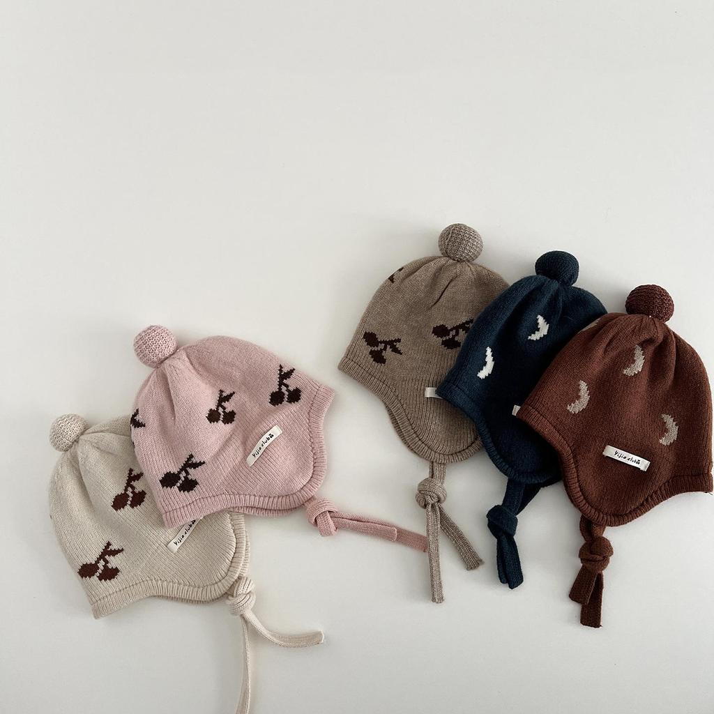 Stylish Korean Wool Knit Baby Hat with Ear Protection - Warm & Trendy Winter Hat for Boys & Girls