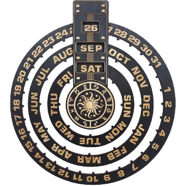 Ciieeo Wooden Perpetual Calendar Wall Hanging Home Decor Craft Wall Calendar with Rounded Corners for Home Office and Restaurant Decoration