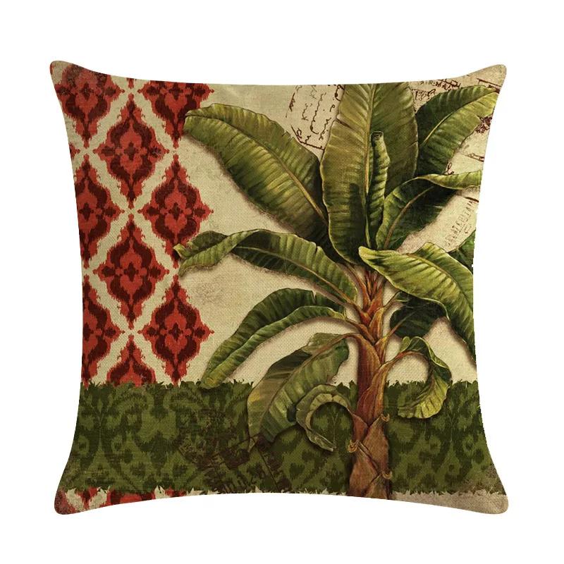 Tropical Rain Forest Banana Tree Coconut Tree Linen Pillowcase Office Sofa Leisure Decoration Cushion Cover