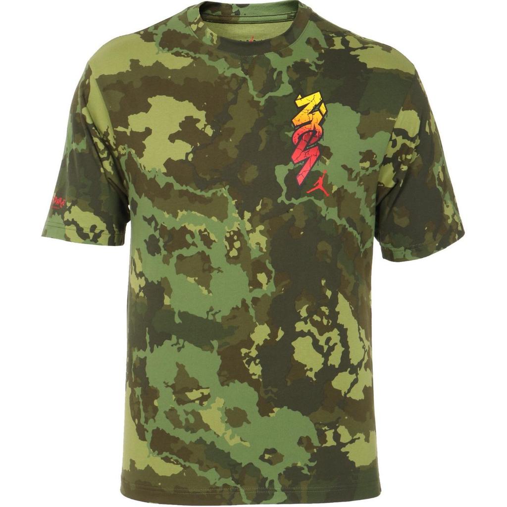 Nike X Jordan Camouflage Print Crew Neck Straight Cut Short Sleeve T-Shirt Men Tops Camouflage-Green DH9711-335