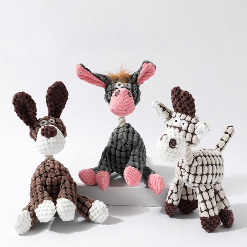Chew Resistant Plush Donkey Toy For All Breeds With Fun Designs Squeaky Toy Chewing and Teething Plush Toy for Dog