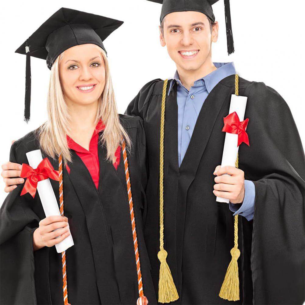 1.7m Graduation Honour Rope Hanger Thick Twisted Rope with Tassel Color-Blocking Tight Knitting Bachelors Master Honour Rope