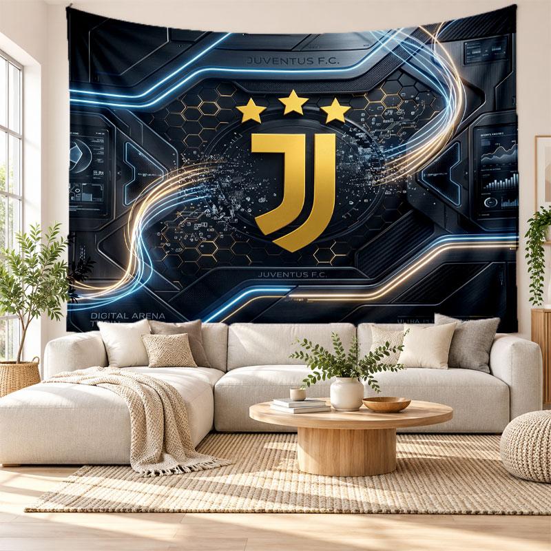 Juventus FC Wall Tapestry, Soft Fabric Wall Hanging, Decorative Backdrop For Bedroom Home Wall Art