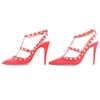 Great Valentino Garavani Pumps Rockstud Pointed Toe Red Leather Women 36 Used
