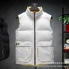 Mens Winter Puffer Vest Solid Color Casual Warm Down-Free Quilted Sleeveless Jacket With Zippered Pockets
