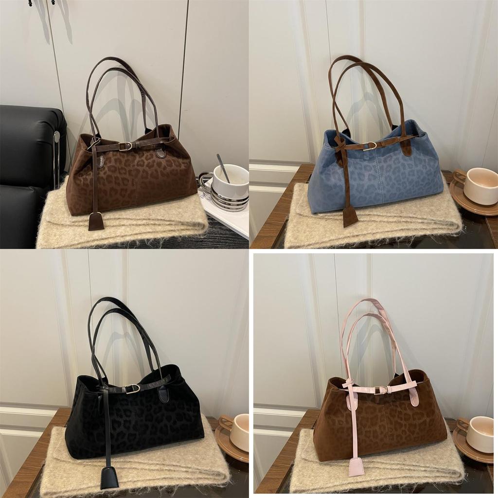 Pu-Schultertasche mit Leopardenmuster für Damen mit Gürteldekor für den täglichen Freizeitgebrauch