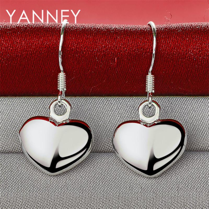 Exquisite 925 Sterling Silver Heart-Shaped Pendant Earrings, Fashionable Wedding Gift Accessories for Women