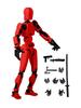 AAGWW Model Doll with Weapons, Figure for Sketching, Movable Joints, Poseable, Art Model (Red and Black)