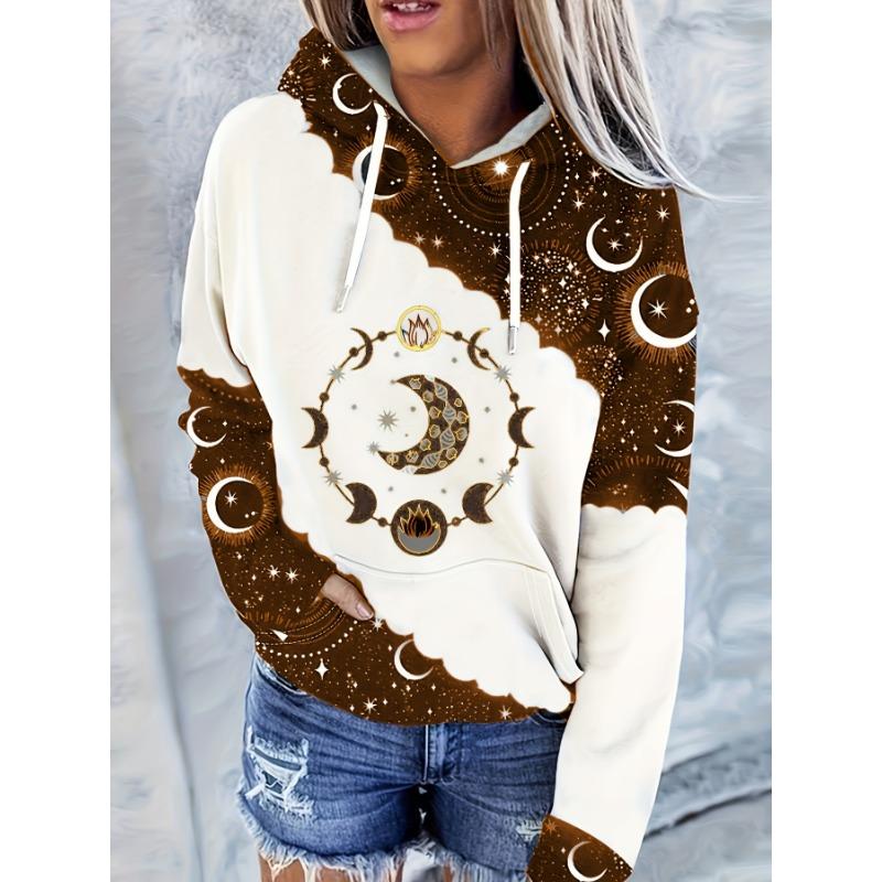 Mama Bear Printed Drawstring Hoodie, Casual Long-sleeved Shoulder-falling Hoodie, Women's Clothing