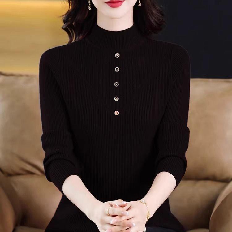 Half-high Collar Sweater Base Shirt Long-sleeved Perfect for Autumn and Winter Versatile and Fashionable Knitted Top