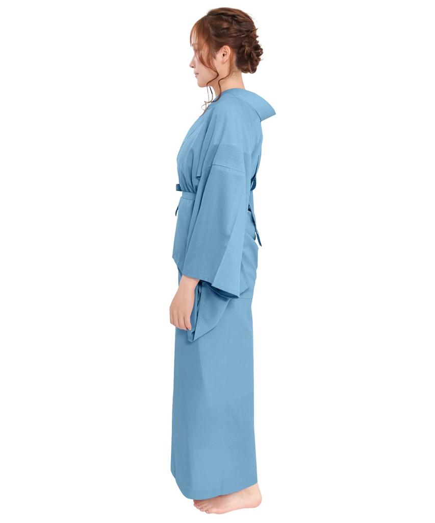 [KYOETSU] [Kyoetsu] Two-piece Summer Kimono Undergarment, Washable, Coolpass Style, for Women (collar Stiffener Compatible, Blue, M)