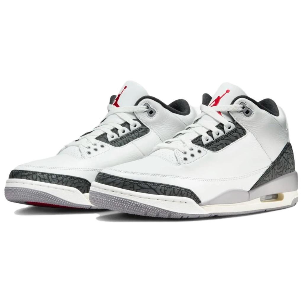 Air Jordan 3 Retro Cement Grey Erkek Sneaker Beyaz Zirve-Beyaz Ateş-Kırmızısı CT8532-106