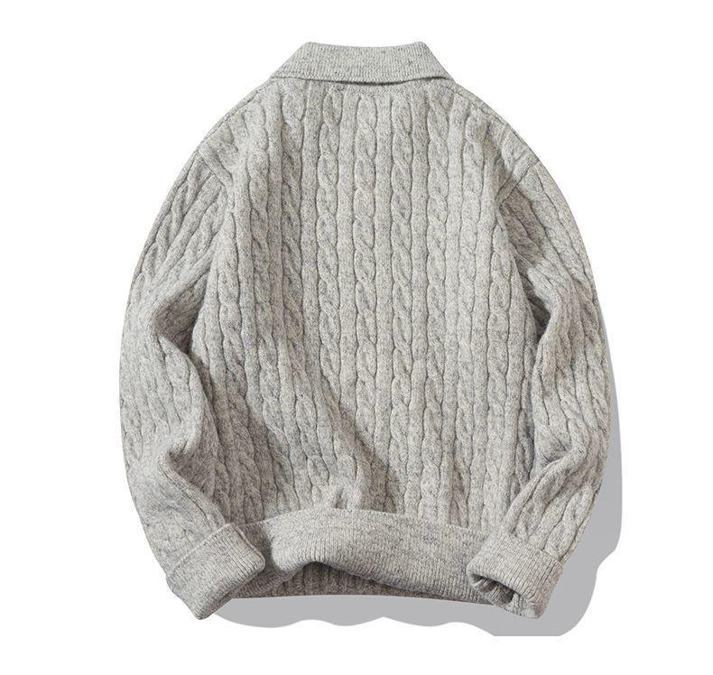 Mr. NR Men's Light Luxury Casual Polo Shirt - Solid Color, Fine Stripe, Brushed Knit Sweater