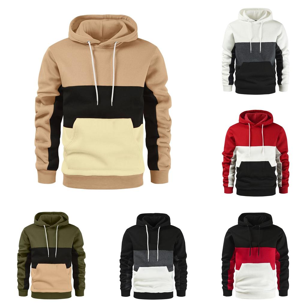 Men's Colorblock Autumn/Winter Long Sleeve Hoodie Hoodie Top Sweater Hooded Jacket