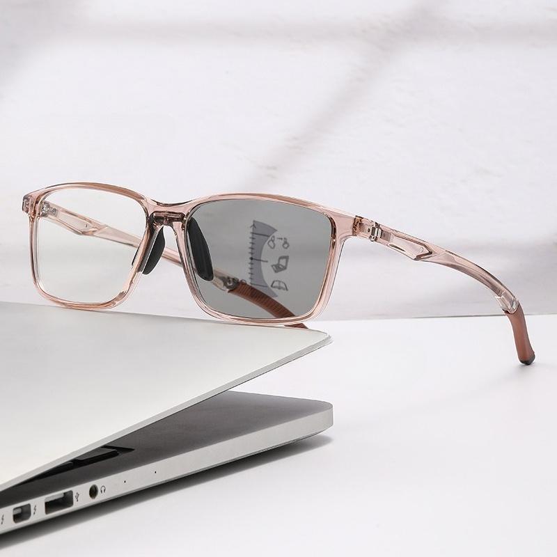 Ultralight Women's Photochromic Reading Glasses Men Retro Progressive Multifocal Eyewear Anti-UV Discoloration Far Sight Glasses