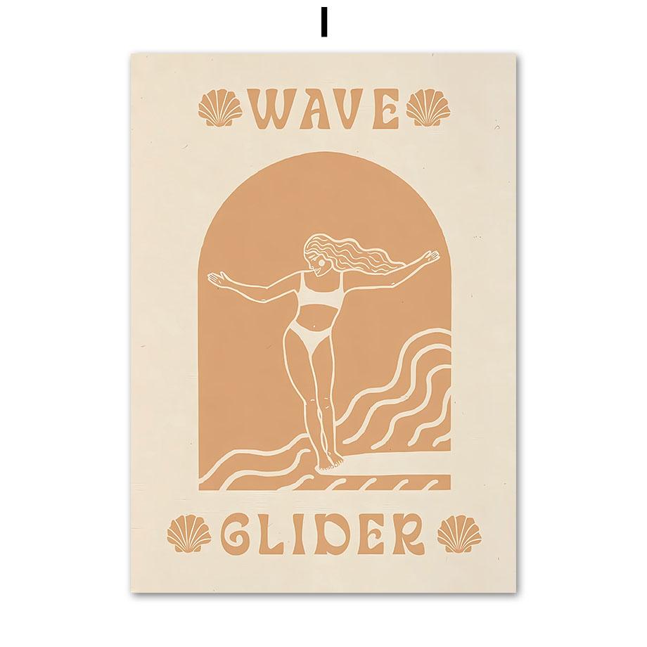 Meeresstrand Mädchen Palmen Landschaft Wandkunst Leinwandbild Abstrakte Poster Drucke Hotel Bar Wandbild Für Wohnzimmer Dekoration