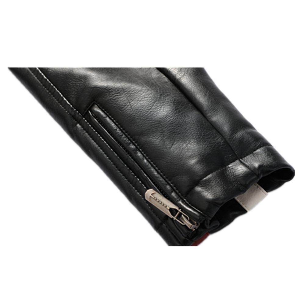 Autumn Winter Fleece Men's Motorcycle Leather Jacket Embroidery Racing Coat Windbreaker Outwear Faux Leather Biker Jacket