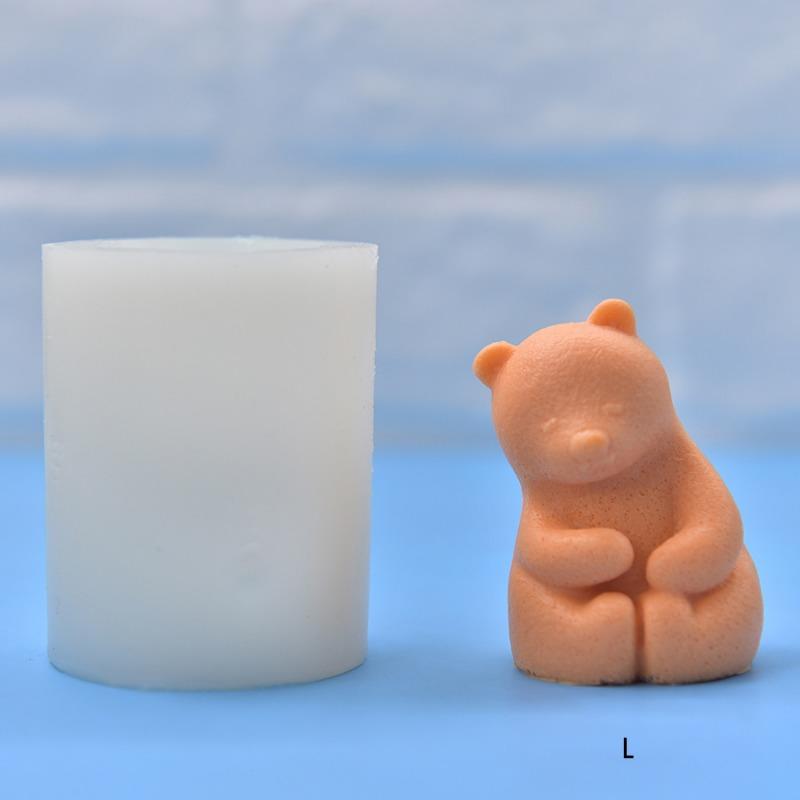 Cute Polar Bear Candle Silicone Mold Handmade Little Bear Craft Cement Gypsum Soap Mold DIY Chocolate Ice Cake Baking Tool