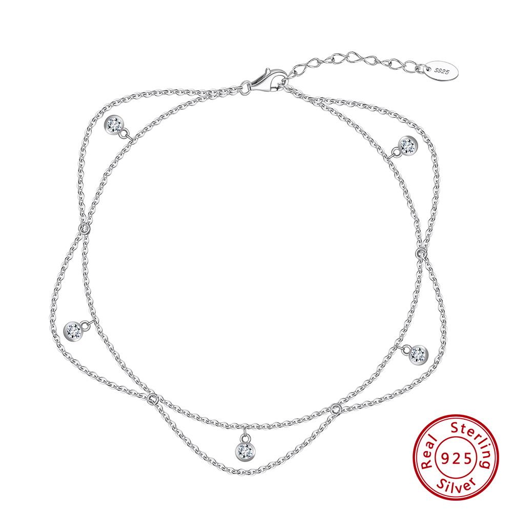 Effie Queen Fashion Flower Tassel Zircon Anklet Dainty 925 Sterling Silver Beach Leg Bracelet Anklets Foot Chain Jewelry SA72