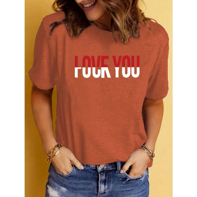 Summer Women's Letter Pattern Printed Pure Cotton Round Neck Short Sleeved T-shirt Casual Fashionable T-Shirts Women’s