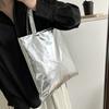Glossy Tote Bag Women Shiny Solid Color Shoulder Bag High Capacity Faux Leather Handbag for Date Street Party Shopping