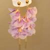 Sweet Flower Earrings Organza Yarn Mesh Earrings New Long Tassel Earrings  Women