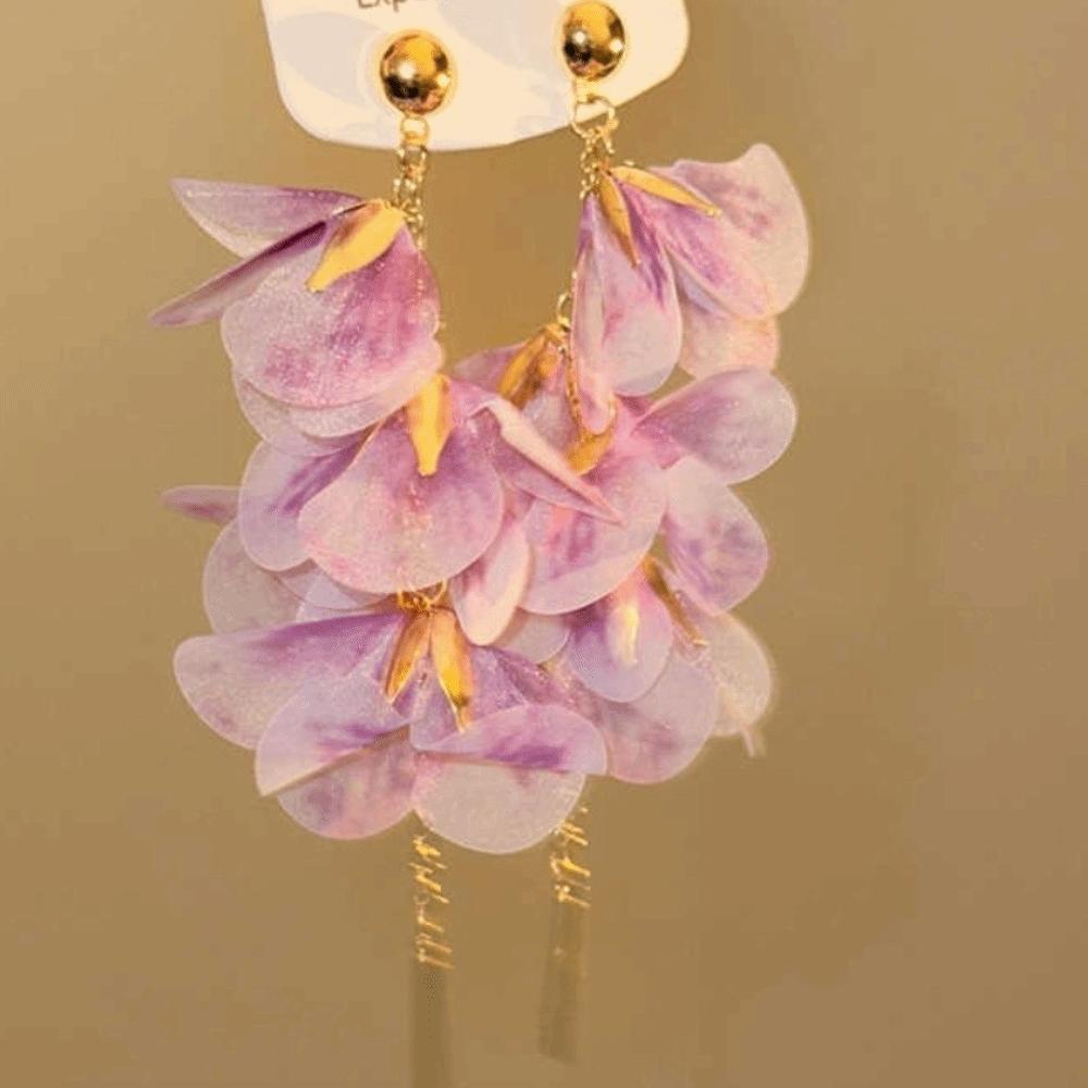 Sweet Flower Earrings Organza Yarn Mesh Earrings New Long Tassel Earrings  Women