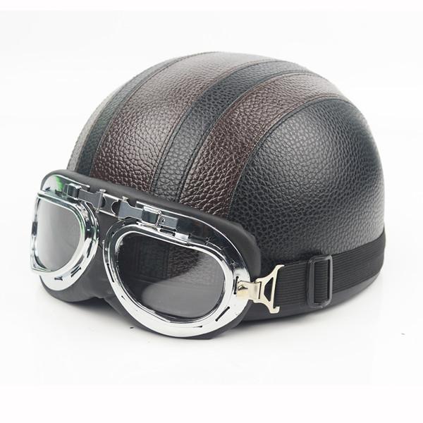 Adult Helmets Motorcycle Retro Half Cruise Helmet Motorcycle Scooter Helmet Goggles For Harley Vintage GERMAN Motorcycle