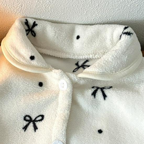 Children's Double-Sided Fleece Pajama Set - Thick Warm Velvet Cardigan with Lapel for Boys & Girls