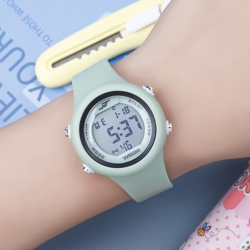 Electronic children's test watch - digital luminous large dial fashionable simple round chronograph