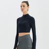 HuiT Rib Zip Crop Long Sleeve T shirT hTwTl3k17T