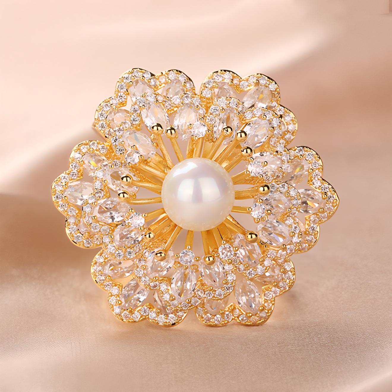 

Three-dimensional Begonia Flower High-end Women s Exquisite Luxury High-end Sense Products Brooch 5*5CM золотий