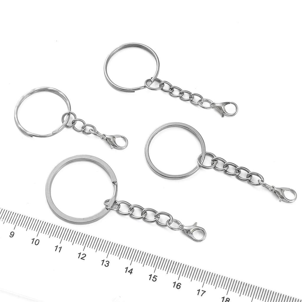 Iron Flat Ring Keychain Hanging Lobster Buckle Chain Buckles Connector For DIY Jewelry Making