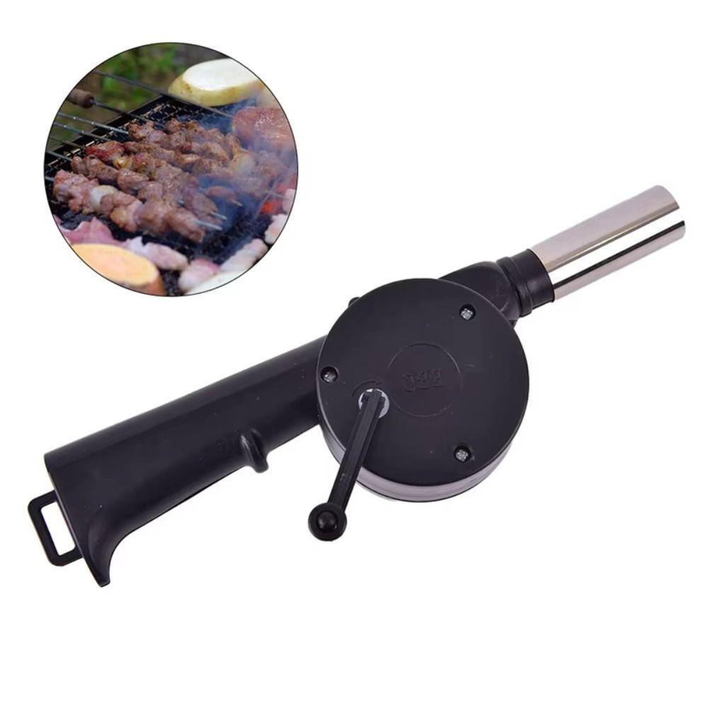 Durable Hand-cranked Air Blower Black BBQ Grill Fire Bellows Tools Barbecue Fan Outdoor